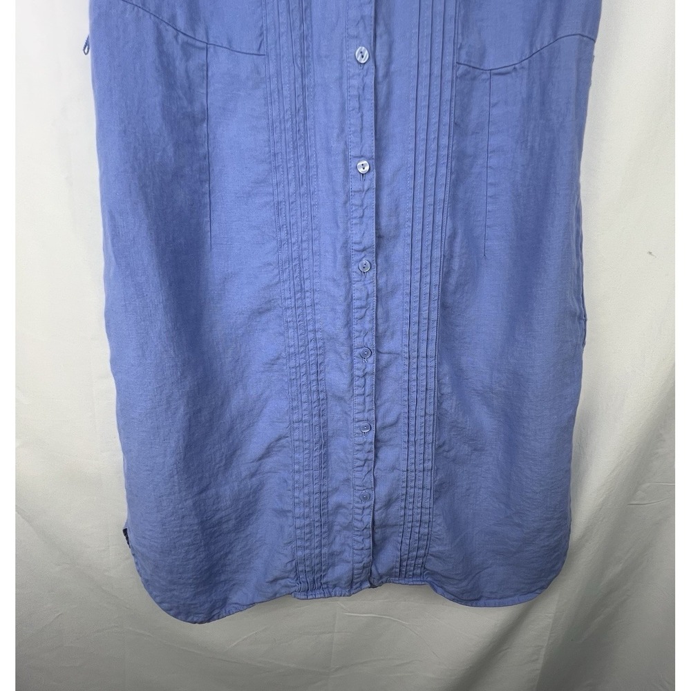 L.L.Bean‎ Womens Blue 100% Linen Sleeveless Shirt Dress Size 10 Reg Effortless - Picture 3 of 13